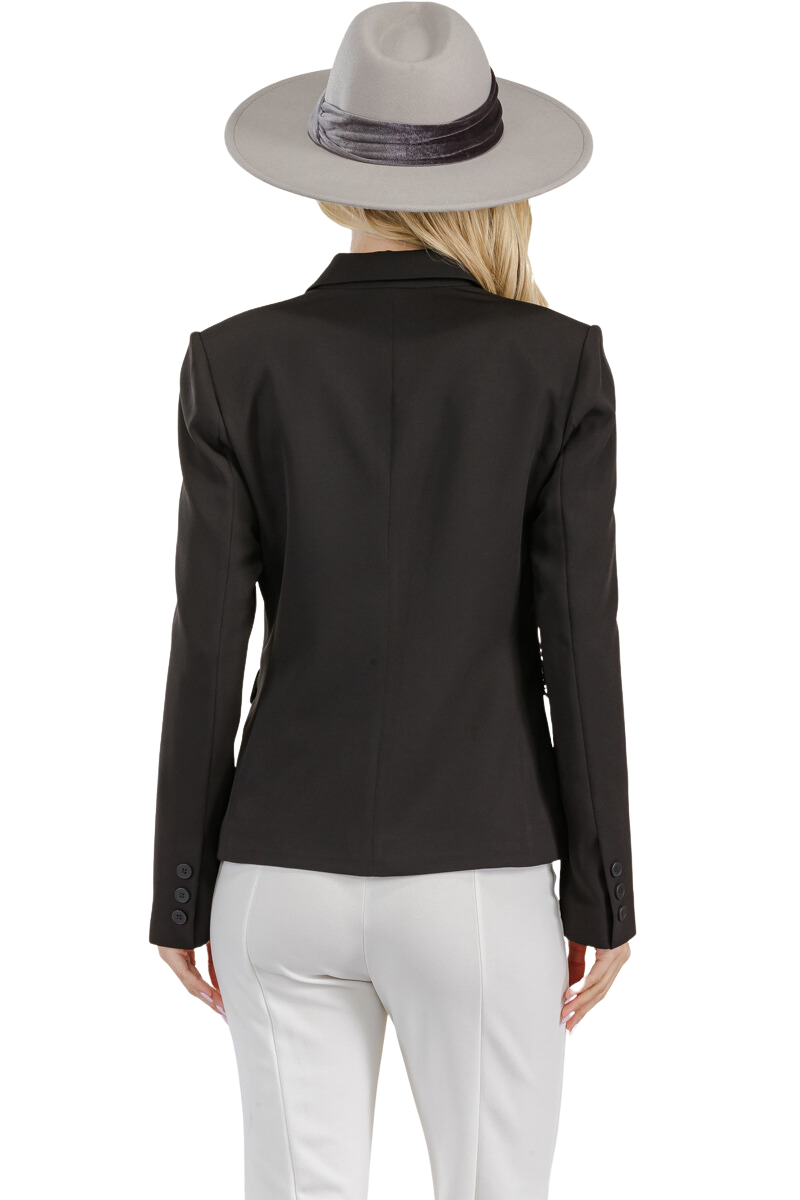 7009-NOTCH COLLAR FITTED JACKET WITH BUTTON