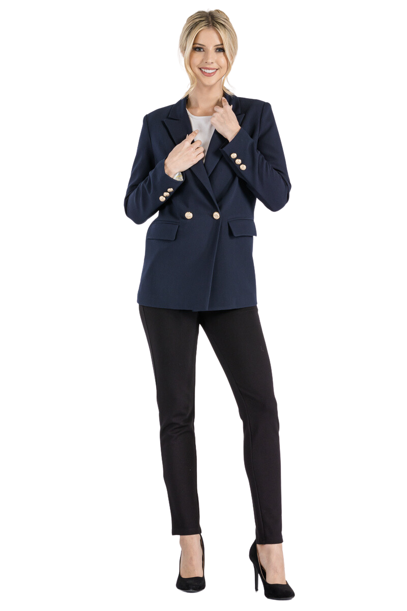 7035-LONG LINE DOUBLE JACKET WITH SLIGHTLY LOOSE FIT