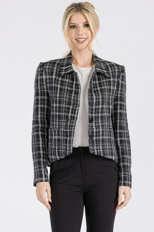 7047-Plaid Pattern Casual Jacket