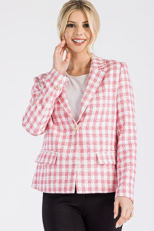 7049-Plaid Pattern Casual Jacket